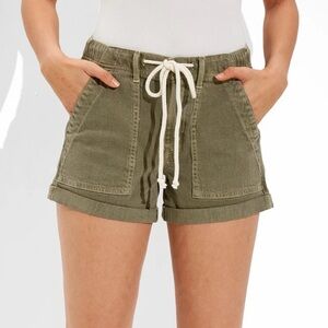 American Eagle AE Denim Tomgirl Shorts 6 Olive Rope-Tie Utility Casual Hiking